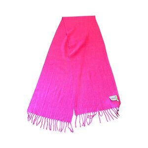 Forenza Italian 100% Lambswool Vintage 80s Pink Scarf With Fringe Detail